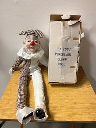2 Vintage Porcelain Clown Dolls