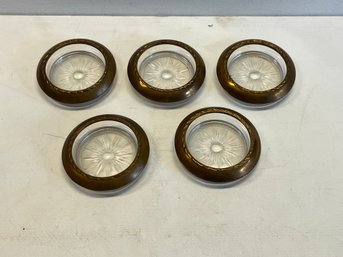 Set Of 5 Vintage Copper And Glass Sauce Bowls