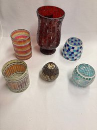 Collection Of Original And Kohl Stain Glass Flower Pitchers