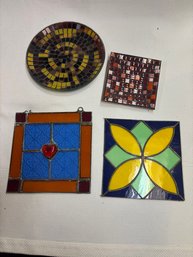 Collection Of Original Stain Glass Plates And Wall Art Ornaments