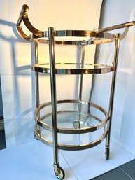 Design Guild Rolling 2 Tier Round Serving Cart With Wheels