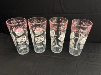 Set Of 4 Interesting Glass Cups