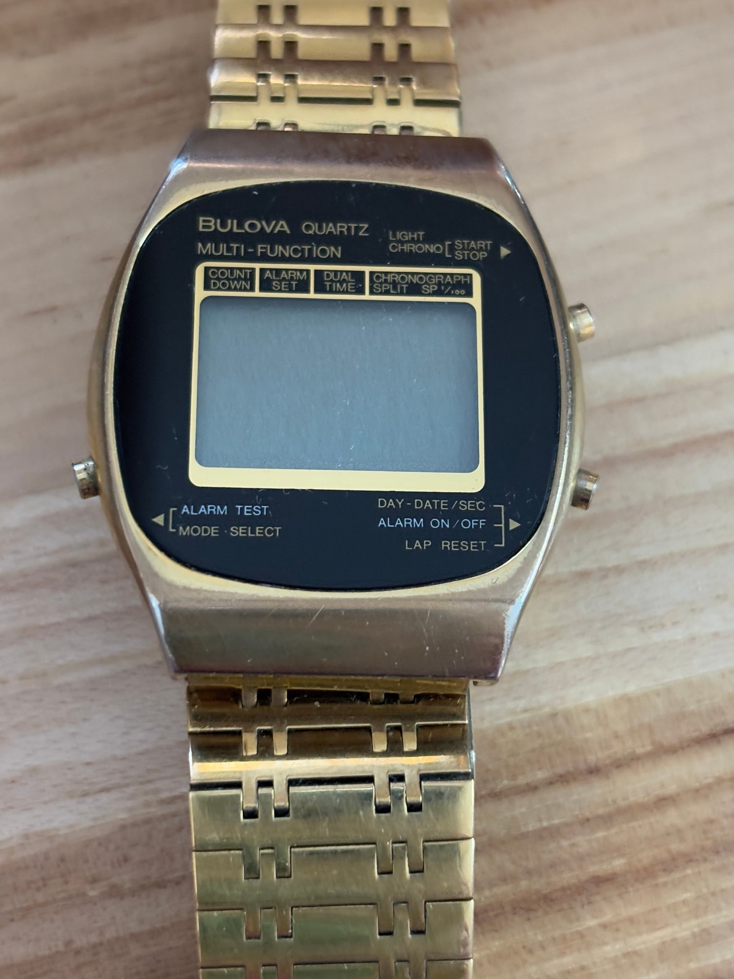 Bulova Quartz Digital LCD Multi-Function Watch Dual Time Alarm