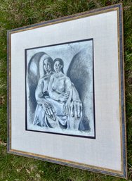 Black & White Drawing Of Two Women - Signed Jay Paul Apodaca