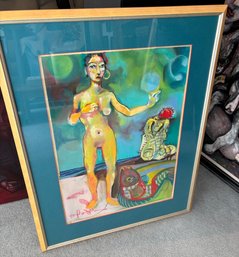 Woman With Fish - Signed Jay Paul Apodaca