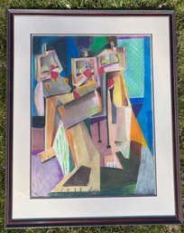 Three Boxy People In Pastel Colors - Signed Jay Paul Apodaca