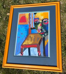 Colorful Head With Table Shape - Jay Paul Apodaca Painting