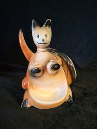 Vintage 1956 Boxing Kangaroo Dresser Caddy - Ceramic With Watch Holder Pouch