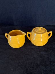 Bauer Ringware Pottery Cream And Sugar Set