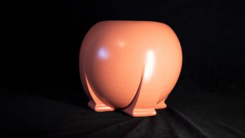 TECO Rocket Pottery Vase Orange  With Cross-shaped Feet