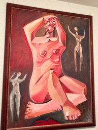 Cubist Red Boxy Person - Signed Jay Paul Apodaca