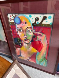 Colorful Bald Woman - Signed Jay Paul Apodaca