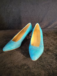 Adrienne Vittadini Turquoise Striped Pumps Size 7.5M