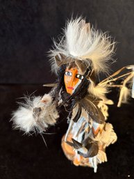 Navajo Kachina Dancer With Feathers - Signed Kee 8' Decorative Traditional Dancer