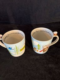 Starbucks 2010 Huxley Mouse Squirrel Holiday Coffey Bone China Mugs 8oz - Set Of 2