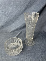 Crystal Vase And Bowl