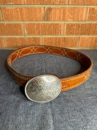 Leather Belt And Nocona Buckle