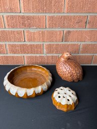 Vintage Dishes And Ceramic Bird