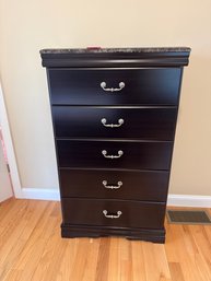 004 - Dark Wood Five-Drawer Chest