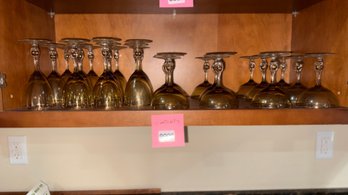 009 - Amber-Tone Wine Glasses And Stemware