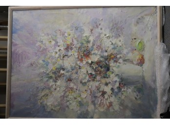 Framed Impressionist-Style Floral Still Life Painting - Textured Bouquet