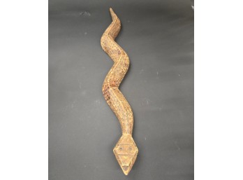 Mexican-Style Carved Wood Snake Figure - Serpentine Folk Carving