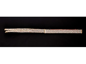 Beaded Cloth Strap/Belt - White, Red & Green Geometric Pattern
