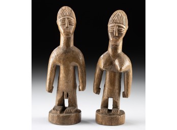 Ewe-Style Wood Twin Figures - Carved Venavi Pair