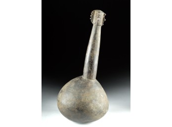 Oceanic-Style Wood Food Pounder - Globular Head, Carved Handle