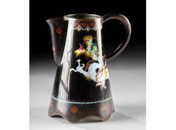 Japanese Ginbari Foil Cloisonne Pitcher W/ Dragon