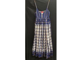 Cotton & Silk Lined Maxi Blue Plaid Sundress