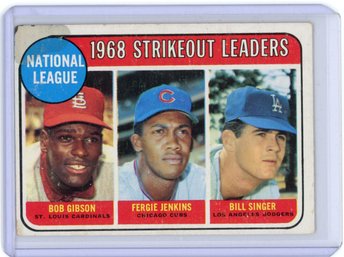 1969 Topps National League 1968 Strikeout Leaders (Bob Gibson / Fergie Jenkins / Bill Singer) #12