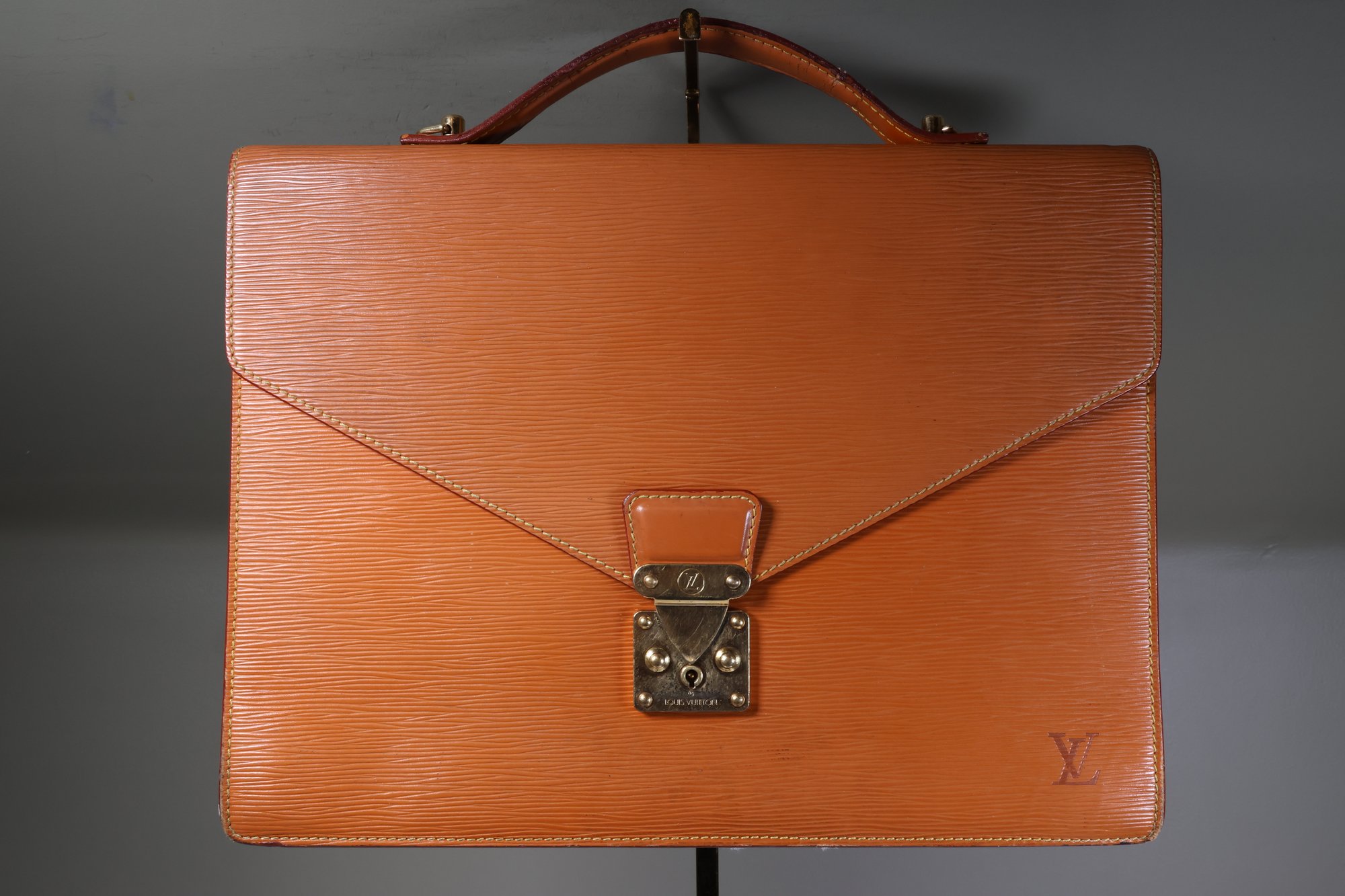 Louis Vuitton Cognac Epi Leather Serviette Business Bag 