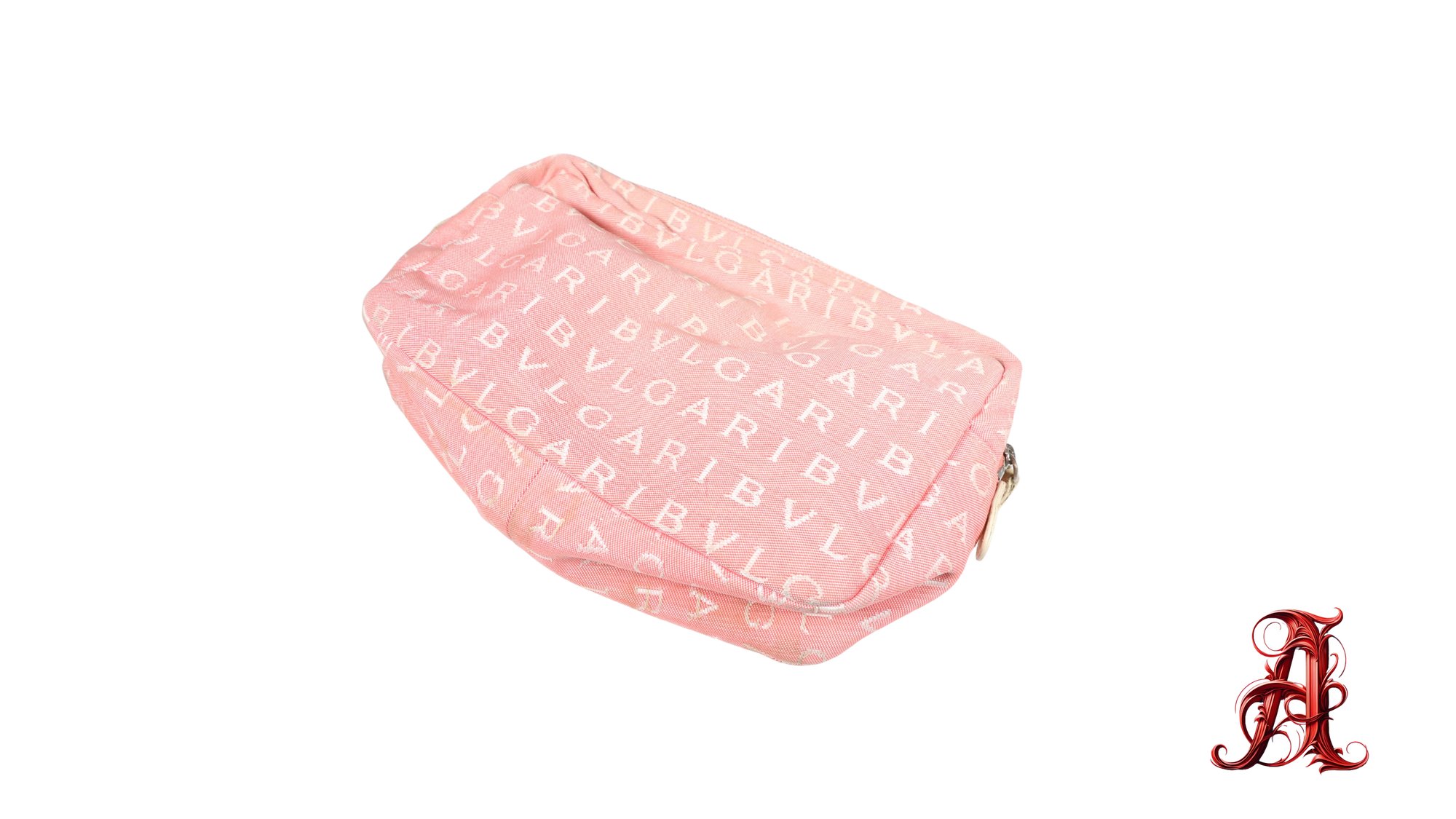 Bulgari Bvlgari Logomania Baguette Pink Cosmetic Bag Makeup Purse 