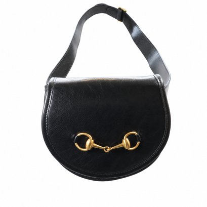 Gucci Horsebit 1955 Black Leather Small Shoulder Bag Crossbody Handbag Purse