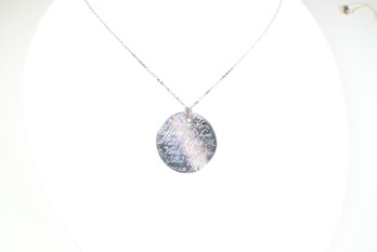 Tiffany & Co. Wavy Round Pendant Necklace Scribed 925 Sterling Silver
