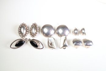Sterling Silver 925 Lot Of 6 Earrings Mexico Clip On