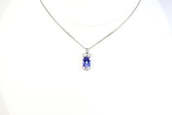 Natural Tanzanite & Diamond Pendant Necklace 2.26ctw, Platinum 6.8 Grams Jewelry Gemstone Diamonds