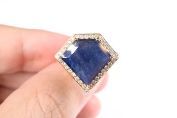 18k Yellow Gold, Sapphire & Diamond Ring