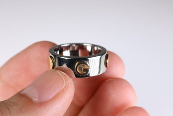 Gucci Inox Ring Men's Ring Gold Steel Authentic
