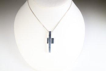 Gucci Geometrical Cross Pendant Necklace Sterling Silver 925