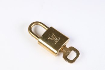 Louis Vuitton Pad Lock Lock & Key Brass Gold Key Number 320 Authentic