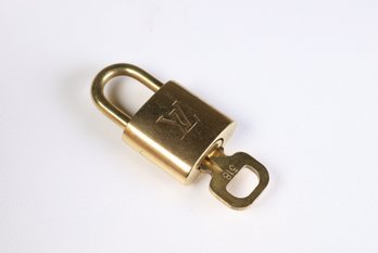 Louis Vuitton Pad Lock Lock & Key Brass Gold Key Number 318 Authentic
