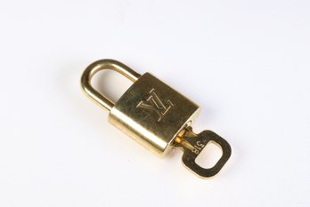 Louis Vuitton Pad Lock Lock & Key Brass Gold Key Number 318 Authentic