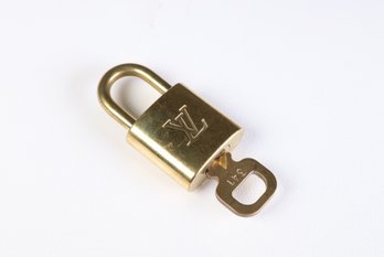 Louis Vuitton Pad Lock Lock & Key Brass Gold Key Number 341 Authentic