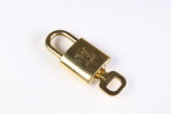 Louis Vuitton Pad Lock Lock & Key Brass Gold Key Number 321 Authentic