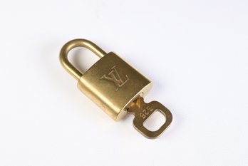 Louis Vuitton Pad Lock Lock & Key Brass Gold Key Number 325 Authentic