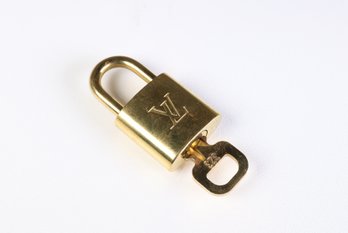 Louis Vuitton Pad Lock Lock & Key Brass Gold Key Number 323 Authentic
