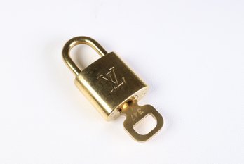 Louis Vuitton Pad Lock Lock & Key Brass Gold Key Number 347 Authentic