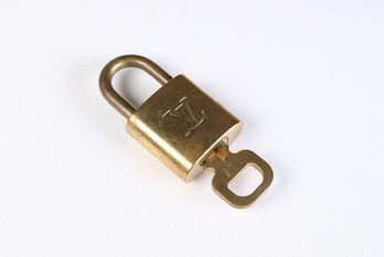 Louis Vuitton Pad Lock Lock & Key Brass Gold Key Number 325 Authentic